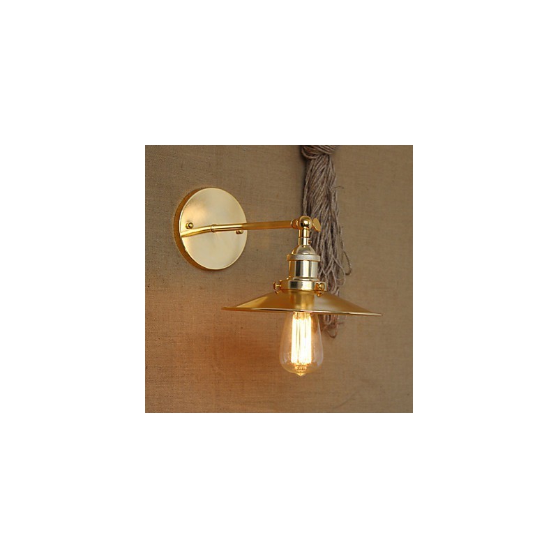 Applique da parete rustica/lodge oro con paralume e decorazioni in metallo, lampadina E26/E27