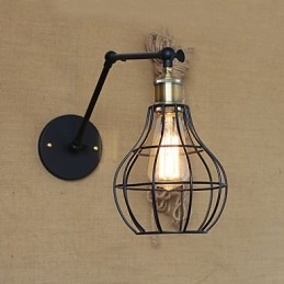 Applique da parete classica in metallo nero, 29 cm, attacco E26/E27
