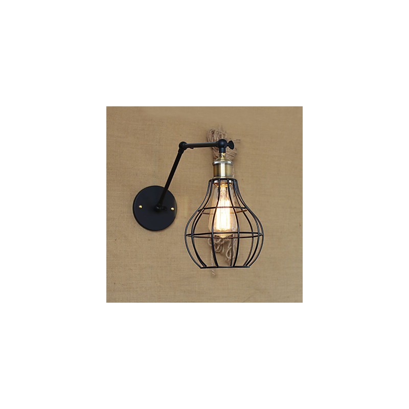 Applique da parete classica in metallo nero, 29 cm, attacco E26/E27