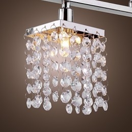Lampadario lineare a filo in cristallo 3 luci cromo