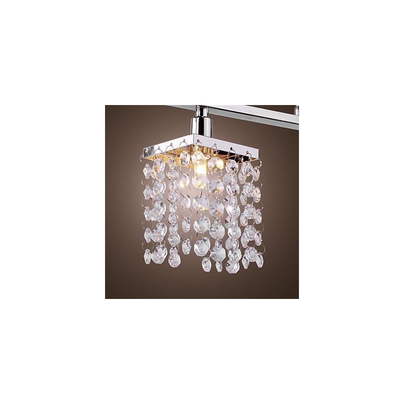 Lampadario lineare a filo in cristallo 3 luci cromo