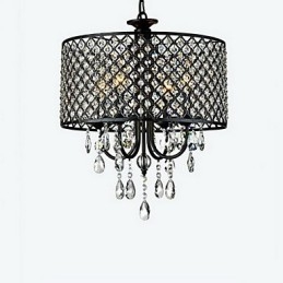 Lampadario classico in metallo cromato e cristallo