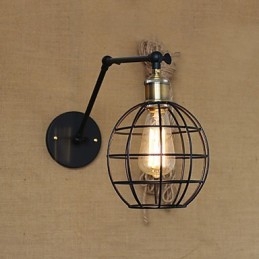 Applique da parete classica in metallo nero, braccio oscillante, Mini, 28 cm