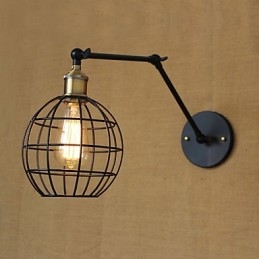 Applique da parete classica in metallo nero, braccio oscillante, Mini, 28 cm