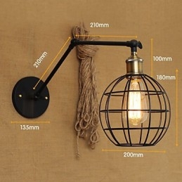 Applique da parete classica in metallo nero, braccio oscillante, Mini, 28 cm