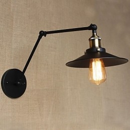 Applique da parete industriale retrattile pieghevole a braccio lungo nero oro