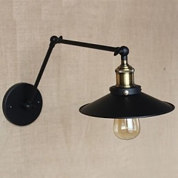 Applique da parete industriale retrattile pieghevole a braccio lungo nero oro