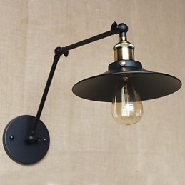 Applique da parete industriale retrattile pieghevole a braccio lungo nero oro