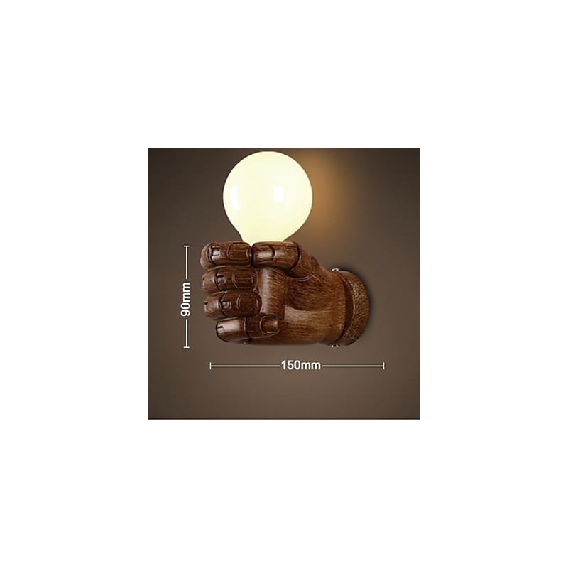 Applique da parete LED a forma di pugno europeo destro in resina, stile rustico
