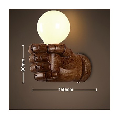 Applique da parete LED a forma di pugno europeo destro in resina, stile rustico