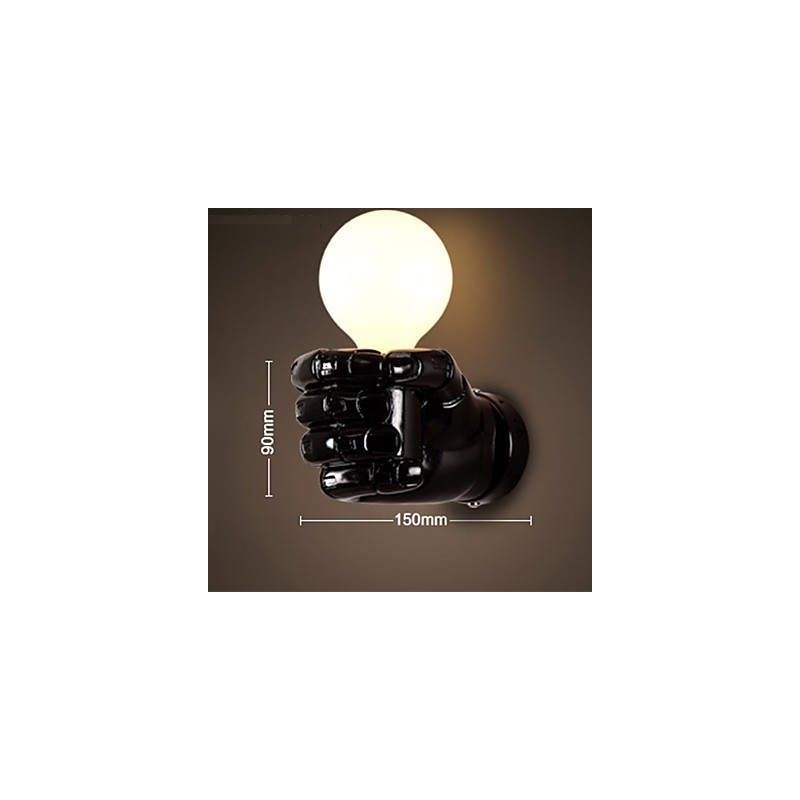 Applique da parete LED a forma di pugno europeo destro in resina, stile rustico
