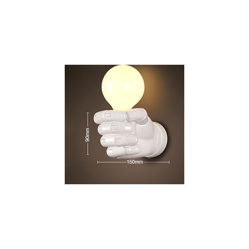 Applique da parete LED a forma di pugno europeo destro in resina, stile rustico