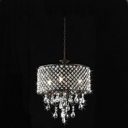 Lampadario classico in metallo cromato e cristallo