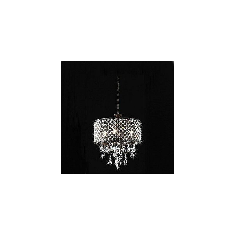 Lampadario classico in metallo cromato e cristallo