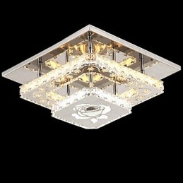 Lampada a sospensione moderna contemporanea in metallo e cristallo, cromo, LED integrato