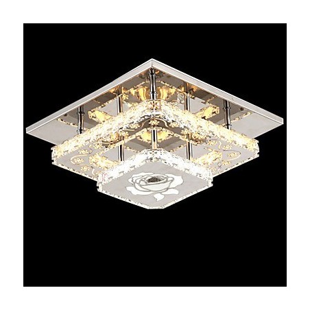 Lampada a sospensione moderna contemporanea in metallo e cristallo, cromo, LED integrato