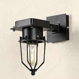 Applique da parete loft industriale retrò a testa singola nera