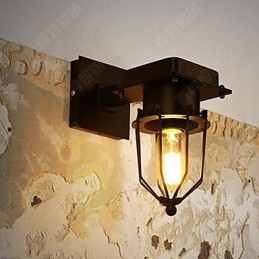 Applique da parete loft industriale retrò a testa singola nera