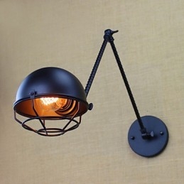 Applique da parete industriale retrò a braccio lungo nera