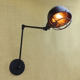 Applique da parete industriale retrò a braccio lungo nera