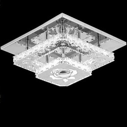 Lampada a sospensione moderna contemporanea in metallo e cristallo, cromo, LED integrato