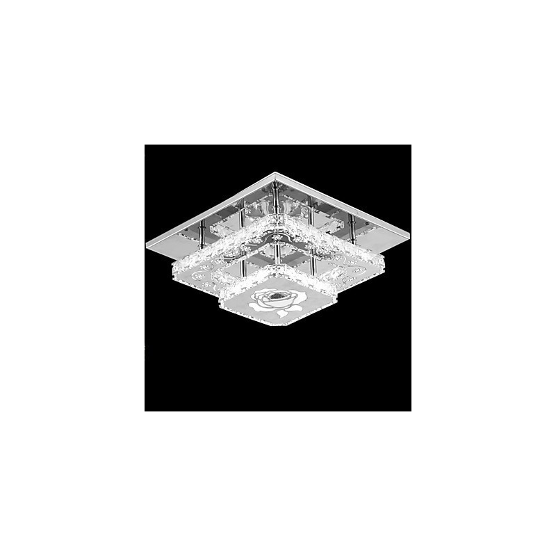 Lampada a sospensione moderna contemporanea in metallo e cristallo, cromo, LED integrato