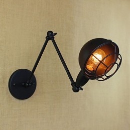 Applique da parete industriale retrò a braccio lungo nera