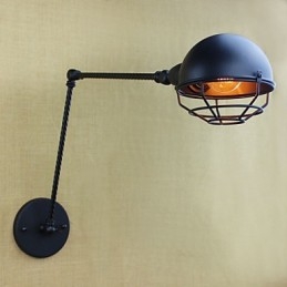 Applique da parete industriale retrò a braccio lungo nera