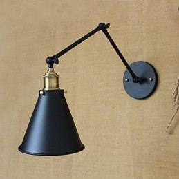 Applique da parete a braccio lungo in stile tradizionale/classico nera con lampadina inclusa