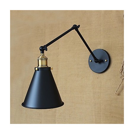 Applique da parete a braccio lungo in stile tradizionale/classico nera con lampadina inclusa