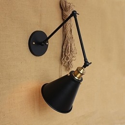 Applique da parete a braccio lungo in stile tradizionale/classico nera con lampadina inclusa