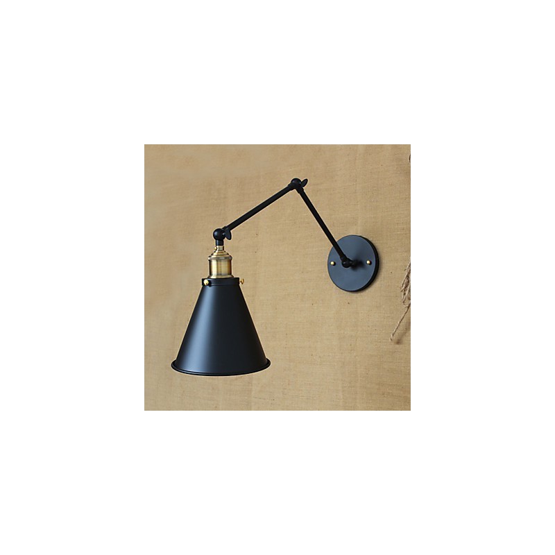 Applique da parete a braccio lungo in stile tradizionale/classico nera con lampadina inclusa