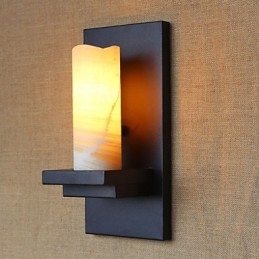 Applique da parete country cilindrica in vetro trasparente con lampadina E26/E27