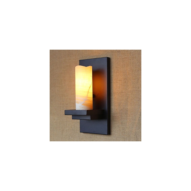 Applique da parete country cilindrica in vetro trasparente con lampadina E26/E27
