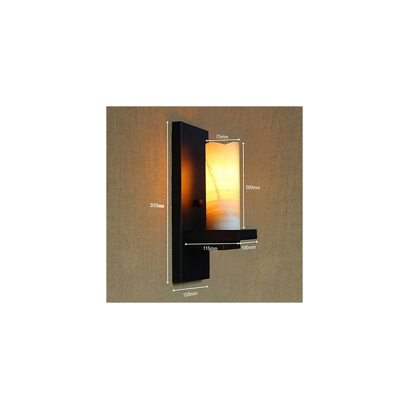Applique da parete country cilindrica in vetro trasparente con lampadina E26/E27