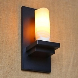 Applique da parete country cilindrica in vetro trasparente con lampadina E26/E27