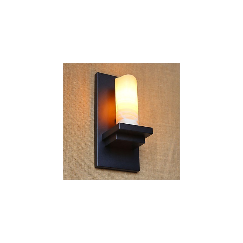 Applique da parete country cilindrica in vetro trasparente con lampadina E26/E27