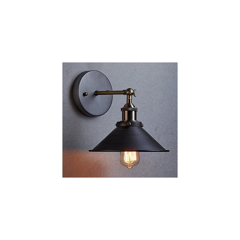 Applique da parete industriale vintage Edison Simplicity in metallo nera 1 luce