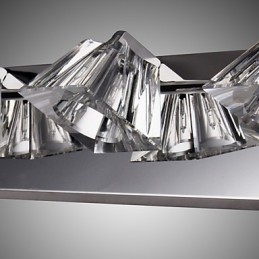 Applique da parete bagno moderna con paralume in vetro, 4 luci, frontale a specchio, argento
