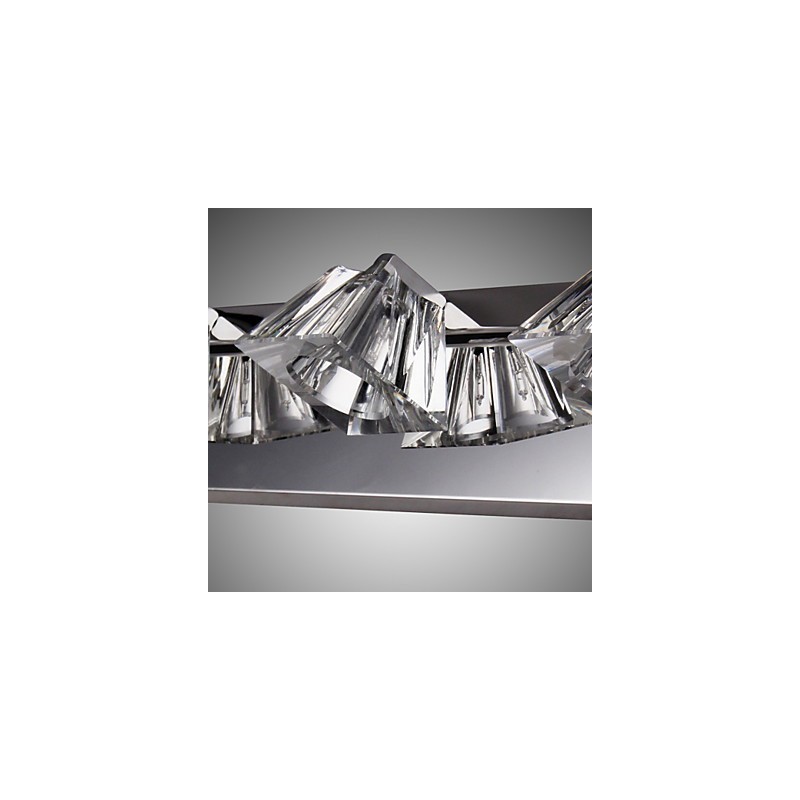 Applique da parete bagno moderna con paralume in vetro, 4 luci, frontale a specchio, argento