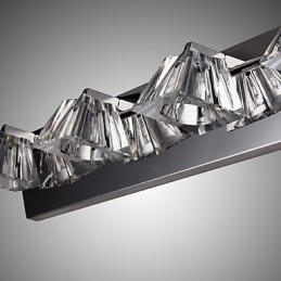 Applique da parete bagno moderna con paralume in vetro, 4 luci, frontale a specchio, argento