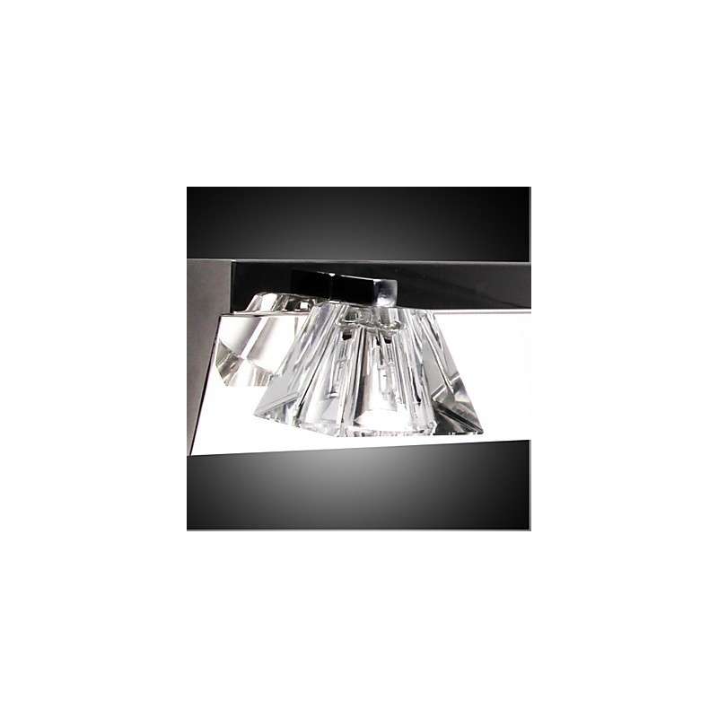 Applique da parete bagno moderna con paralume in vetro, 4 luci, frontale a specchio, argento