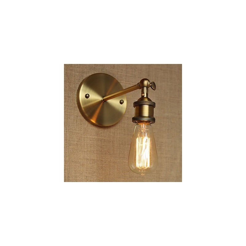 Applique da parete rustica in metallo finitura ottone antico E26/E27 40 W