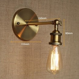 Applique da parete rustica in metallo finitura ottone antico E26/E27 40 W