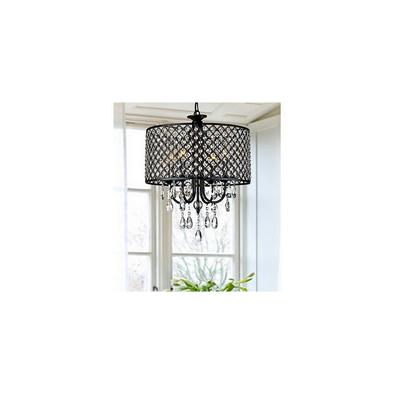 Lampadario classico in metallo cromato e cristallo