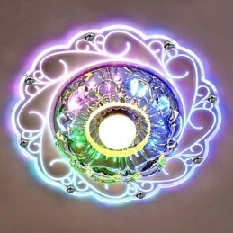 Plafoniera a filo in cristallo Faretto SMD 3W, tubo luminoso, luce colorata, cupola luminosa