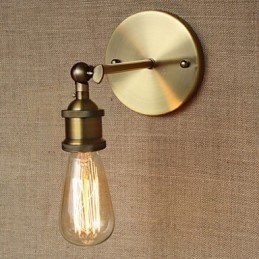 Applique da parete rustica in metallo finitura ottone antico E26/E27 40 W