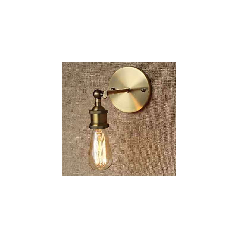 Applique da parete rustica in metallo finitura ottone antico E26/E27 40 W