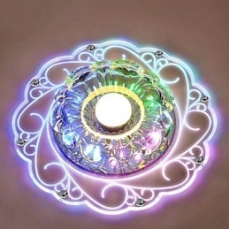 Plafoniera a filo in cristallo Faretto SMD 3W, tubo luminoso, luce colorata, cupola luminosa