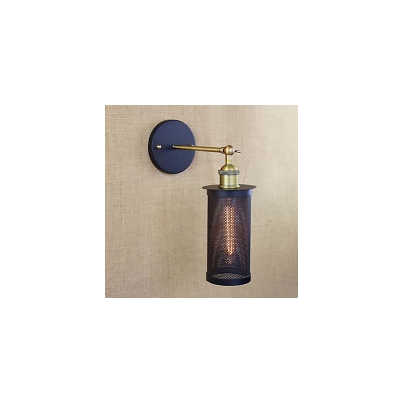 Applique da parete in ferro battuto con rete in ferro, bronzo, 30 cm